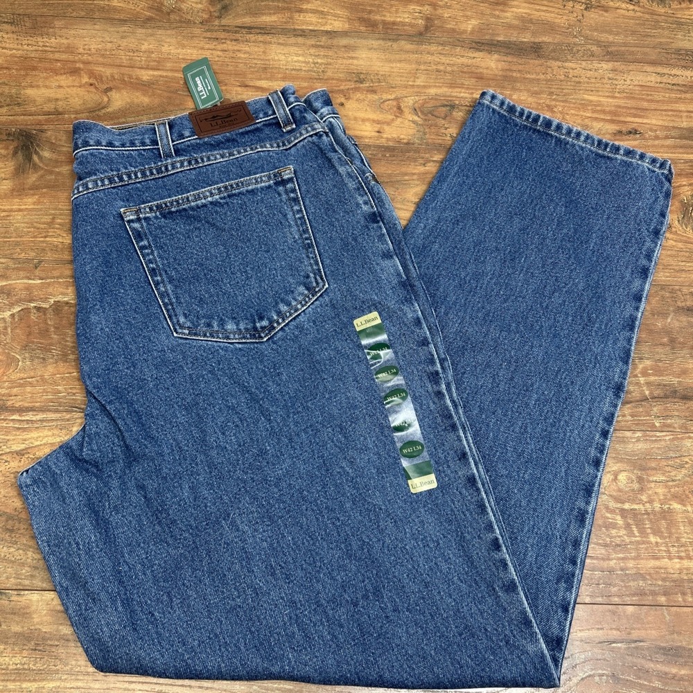L.L. BEAN Men Classic Fit 42 X 34 Stonewashed Denim Blue Jeans‎ NWT Casual Work